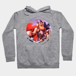 bearded viking with logo face and horns on his head Hoodie